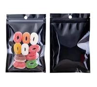 300 Uds. Bolsa con cierre de cremallera papel aluminio Negro claro orificio for colgar bolsas almacenamiento alimentos reutilizables muesca desgarro para Empaque(6x8cm)