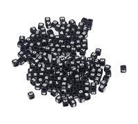 300 Uds Cuentas Acrílicas Número de Cuentas con Cubo Negro Busca Joyería Pulseras Collares Llaveros Números Aleatorios