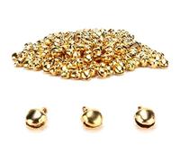 300 Uds. De cascabeles, Abalorios de Cascabel de 6mm para Hacer Joyas, cascabeles para Manualidades, Pulsera DIY, Tobilleras, Collar Tejido(Oro)