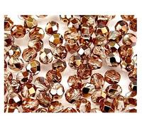 300 unidades de perlas de cristal checas facetadas Fire-Polished redondas, 6 mm, oro Apolo (cristal medio capri dorado)