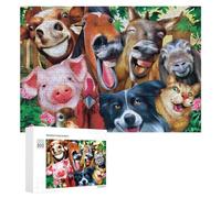 300 unids rompecabezas para adolescentes granja animal selfie diversión rompecabezas para adultos juego práctico desafío difícil regalos únicos para cumpleaños y Navidad 300 unids