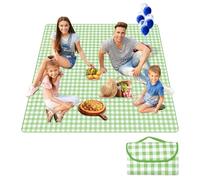 300 x 200 cm Manta de picnic impermeable, estera de camping, portátil, alfombrilla de playa plegable, manta de picnic con asas para camping al aire libre, viajes, parques, playa, césped (verde)