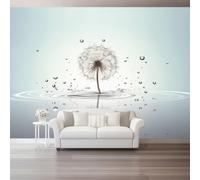 300 x 210 cm Fotomurales No Tejido Pintura Plantas Dientes De León Superficie Del Agua, Gris Claro Papel Pintado Decoración de Pared, Murales póster Decorativos Murales para Dormitorio Infantil Salón