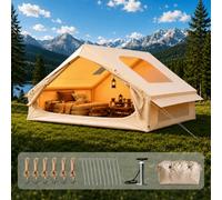 300 x 210 x 200 cm Tienda de Campaña Hinchable 4-6 Personas con Claraboya | Con Salida para Estufa y Bomba, Montaje 5 Min, Oxford 300D Impermeable, UPF50+, para Camping, Familia, Senderismo y Glamping
