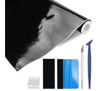 300 x 30cm Vinilo Negro Brillo Coche,Película de Vinilos Adhesivos Coche Impermeable,Vinilo para Coche Decorativos Exterior sin Burbujas,Película Protectora con Accesorios,para Motocicleta, Bicicleta