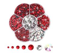 3000 piedras de estrás rojas para textiles, para manualidades, 7 tamaños, 2 mm - 8,6 mm, para ropa, zapatos, manualidades, regalo (rojo)