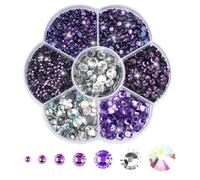 3000 piedras de estrás termoadhesivos para textiles, 7 tamaños, redondas, cristales para manualidades, diamantes de imitación autoadhesivos para uñas, manualidades, color verde oscuro (morado)