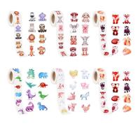 3000 Piezas Pegatinas animales para niños, stickers decorativos infantiles, calcomanías alegres, adhesivos en rollo, 2.5 cm con 48 diseños variados y divertidos