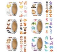 3000 Piezas Pegatinas Animales Rollo 6 Rollo De Pegatinas De Recompensa De Animales 36 Diseños Animales Infantiles Redondas Recompensa Del Maestro Pegatinas Niños para Scrapbooking Regalos Escuela DIY