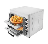 3000 W 13,6 A Profesional Doble Cámara Horno Pizza Eléctrico 50-350 ℃ Mini Horno 20L Capacidad cada nivel Gastro Piedra Horno 57 x 47.5 x 44 cm