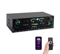 3000 W de potencia máxima de 5.1 canales HiFi estéreo, amplificador de subwoofer de cine en casa con Bluetooth 5.0, reproducción USB/SD, tres entradas de micrófono