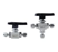 3000psi 3 6 8 10 12 mm 1/8" 1/4" 3/8" 1/2" Compression Straight Tee 3 Ways 316 Stainless Steel Ball Valve For Gas path switching(1l2 Inch 12.7mm,Tee)