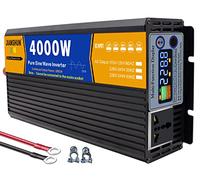 3000W 4000W 5000W 6000W 8000W Onda sinusoidal Pura Inversor DC 12v/24v a AC110v/220v Transformador de Voltaje Corriente DC AC Power Inverter con LCD Pantalla &EU Socket para Coche RV,4000W-12Vto220V