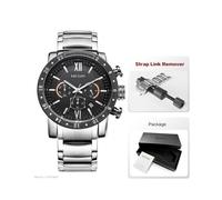 (3008Plata negro) Relojes de cuarzo de marca popular MEGIR para hombres, reloj de pulsera blanco de