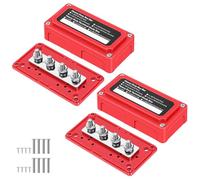 300A Bus Bar Bloque De Terminales, 12V - 48V Bus Bar Caja De Barra, Bloque De Distribución De Caja Con 4x M8 Bloque De Conexiones De Batería Para 12v- 48v Cc Busbar, Rojo (2)