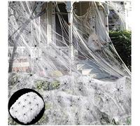 300g Telaraña Halloween, Telarañas Elásticas Red,con 60 Arañas, Telaraña Blanca Decoracion para Casa Embrujada, Interior y Exterior, Jardín telaraña de araña para Decoraciones de Fiesta de Halloween