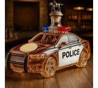 300ML Arte Estatua - Decantador Whisky, Botella De Whisky Con Forma De Coche De Policía, Decantador De Whiskys De Cristal 3D, Botellas De Vino Vacías Con Temática De Coche, Almacenar Licores(C)