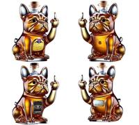 300ML Decantador Whisky Arte Escultura - Botella De Whisky Con Forma De Bulldog En 3D, Decantador De Whisky De Cristal Con Forma De Animal, Coleccionable, Regalo, Decoración(4pcs)