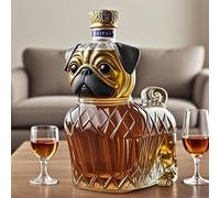 300ML Decantador Whisky Arte Escultura - Decantador De Whisky Con Forma De Carlino 3D, Regalo Original, Botella De Whisky De Perro Hecha A Mano, Recipiente Para Vino Con Temática Animales(#2)