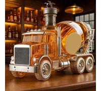 300ML Decantador Whisky Arte Escultura - Decantador De Whisky De Vidrio Con Forma De Camión Mezclador De Cemento 3D, Estatua Artística De Botella De Vino Novedosa Con Tema De Coche(C)