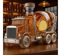 300ML Decantador Whisky Arte Escultura - Decantador De Whisky De Vidrio Con Forma De Camión Mezclador De Cemento 3D, Estatua Artística De Botella De Vino Novedosa Con Tema De Coche(D)