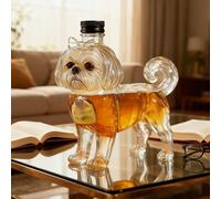300ML Decantador Whisky Arte Escultura - Escultura De Decantador De Whisky En Forma De Shih Tzu 3D, Botella De Vino De Vidrio Espesado Novedosa, Contenedor De Almacenamiento De Vinos