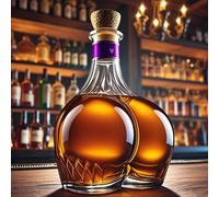 300ML Decantador Whisky Arte Escultura - Esculturas Decorativas De Botellas De Licor Talladas En 3D Con Forma De Melocotón, Con 4 Copas De Vino De 450 Ml En Forma De Melocotón, Botella De Vino(F)