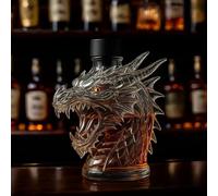 300ML Decantador Whisky - Arte Estatua, Adornos Para Decantadores De Whisky Con Cabezas De Gulong, Lobo O León; Esculturas Tridimensionales De Botellas De Vino De Cristal(Dragon head)