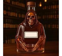 300ML Decantador Whisky - Arte Estatua, Botella De Whisky Con Esqueleto, Aireador De Jarra De Vino De Vidrio Gótico, Escultura De Decantador Personalizable Para Decoración De Bar(B)