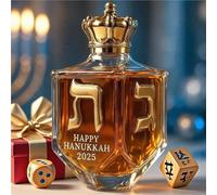 300ML Decantador Whisky - Arte Estatua, Botella De Whisky Dreidel Para Hanukkah 2025, Con Letras Hebreas Doradas, Decantador De Whisky De Vidrio, Contenedor De Almacenamiento De Vino