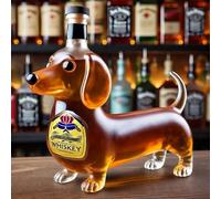 300ML Decantador Whisky - Arte Estatua,Estatuas De Decantador De Whisky Con Forma De Perro Salchicha, Adornos Únicos De Dispensador De Alcohol De Vidrio 3D Con Forma De Perro Salchicha(E)