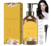 300ml Nourishing Plant-Based Hair Color,Single Agent Floral Dye,Long-Lasting & Natural Hair Color Shampoo for Gray Coverage,Softens and Adds Shine for Men & Women (Natural Black, size)