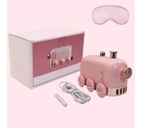300ml Ultrasonic Fine Mist Humidifier, Habiba Retro Train Essential Oil Diffuser with Colorful Atmosphere LED Lights, Ultra Quiet Timing Off for Office & Bedroom, Free Eye Mask (Pink)