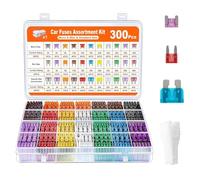 300Pcs 12v Kit Fusibles Coche con 160 Fusible Mini + 90 Fusibili Mediano + 50 Fuses Micro + 1 Extractor Fusibile, 2A-40A Fuse Vehículo Especificaciones Múltiples para Auto, Caravanas, Moto & Buque