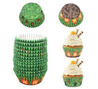 300uds Verdes Cápsulas Cupcakes con Píxeles, 2 Estilos Capsulas Cupcakes Verdes con Temática de Juego Divertidos Pasteles Pixelados Envoltorios para Repostería Casera o Fiestas Postres Decor