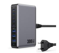 300W Cargador USB C Multiple GAN IV 8-Port,100W Cargador Carga Rápida PD QC PPS, Alimentador Multiple Tipo c Compatible con MacBook Air/Pro, iPhone, iPad Pro, Samsung Galaxy-Negro