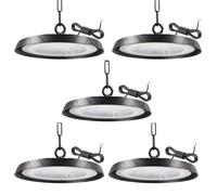 300W UFO LED Lámpara de Alta Bahía, 6500K BlancaFría LED UFO High Bay Lumière,30000LM IP65 Impermeable Campana Industrial lampara techo para Fábricas, Aeropuerto, Patio, Garaje,Taller 5 Pieces