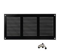 300x150mm Rejilla de Ventilación de Acero Negro con Mosquitera - Rejillas de Ventilación Metálicas
