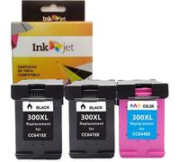 300XL Pack 3 Cartuchos de Tinta Compatible con HP 300XL CC640EE / CC641EE, CC644EE / CC643EE