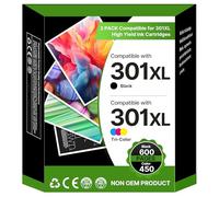 301 XL Cartuchos de impresora Multipack de repuesto para HP 301 301XL Cartuchos para HP Envy 4500 4504 5530 5534 DeskJet 1510 2540 2544 2549 3050 2050 Officejet 2620 4630 4632 2622 4634 (paquete de 2)