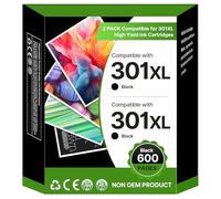 301XL - Cartuchos de Tinta Negra compatibles con HP 301 301XL para HP Envy 4500 4504 5530 5534 DeskJet 1510 2540 2544 2549 3050 2050 Officejet 2620 4630 4632 2622 4634(2 Paquete)