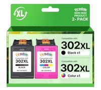 302 XL Remanufacturado Cartucho de tinta Reemplazo para HP 302 XL Negro y Color Cartucho de tinta para OfficeJet 3831 3833 3830, DeskJet 3630 2130 3632, Envy 4520 4525 4527 (1 Negro, 1 Tri-Colore)