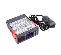 3028 Control de Temperatura, 3028 12v Higrostato 12V/24V/110V /220V Pantalla Digital Controlador de Temperatura Y Humedad Medidor con Sensor Integrado (110 220VAC)(12V)