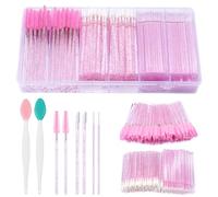 302pcs Cepillos Desechables Cejas Set- 100 Pinceles De Pestañas-100 Brochas De Labios-100 Cepillos Mirco-2 Pinceles De Silicona Para Limpieza De La Nariz- Aplicadores De Maquillaje Para Cejas