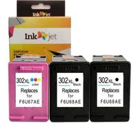 302XL Pack 3 Cartuchos de Tinta Compatible con HP 302XL (F6U68AE/F6U66AE, F6U67AE/F6U65AE)