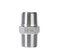 304 316 Stainless Steel Hex Nipples Pipe Fittings Connector Coupling Male Thread NPT BSPT 1/8"1/4"3/8"1/2" 3/4"1"2" 6000psi(BSPT3I4 - BSPT3I8_MALE)