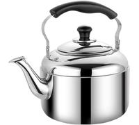 304 acero inoxidable para estufa de gas, estufa de hervidor de té silbido, macetas de té de tetera clásica para la estufa con base de calefacción rápida delgada, acabado espejo, 3L/4L/5L Silver-4L