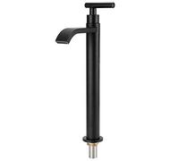 304 de acero inoxidable negro solo grifo frío baño encimera lavabo grifo de agua negro cascada grifo baño sobre encimera lavabo grifo