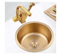 304 Fregadero de Cocina de Acero Inoxidable Fregadero de tazón Dorado con Toque multifunción y Fregadero de la Barra de Basura del ensayo (Oro 36x36x19 cm) LWX