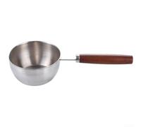304 Grade Stainless Steel Sauce Pot With Solid Wood Handle For Oil Pouring, Egg Hervir and Hot Liquid Preparation On Any Stove